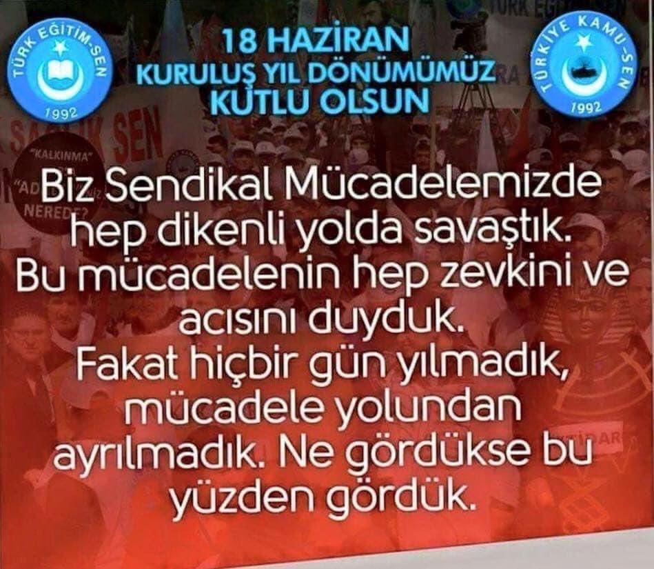 1️⃣18 Haziran1992 !
TÜRK EĞİTİM SEN;
Onurlu mücadelenin, 
Türk memur sendikacılığının yüz akı bir teşkilatın,
İlkeli kararlı mücadeleci,
Sendikacılıkta bir markanın doğduğu tarih.
Bir yıldız gibi parlayan, 
Bir güneş gibi etrafını aydınlatan bir marka...
Bu markada;
Atatürk