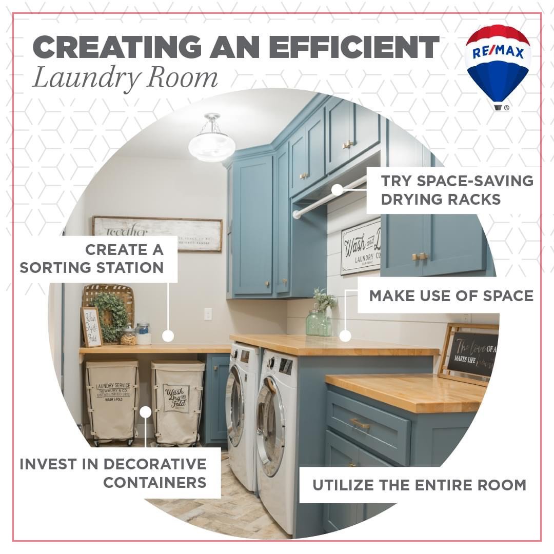 Check out these 5 ways to create an effective laundry room & maximize your space! #LaundryGoals #OrganizeYourLife #LaundryMakeover #HomeStyle #remaxmarketplace