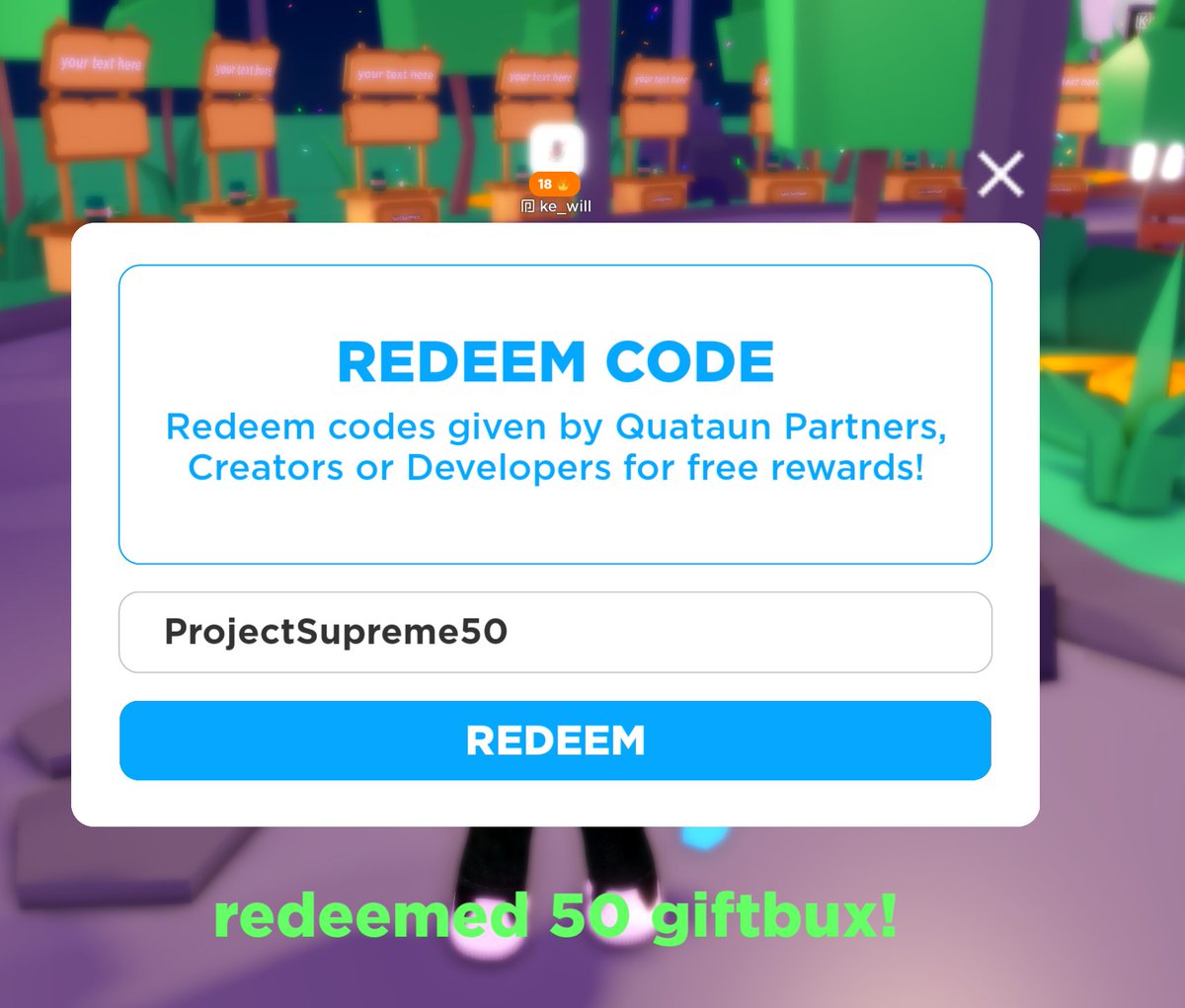 PLS DONATE News 🎄 on X: 💸 Code: ProjectSupreme50 🎁 Rewards 50