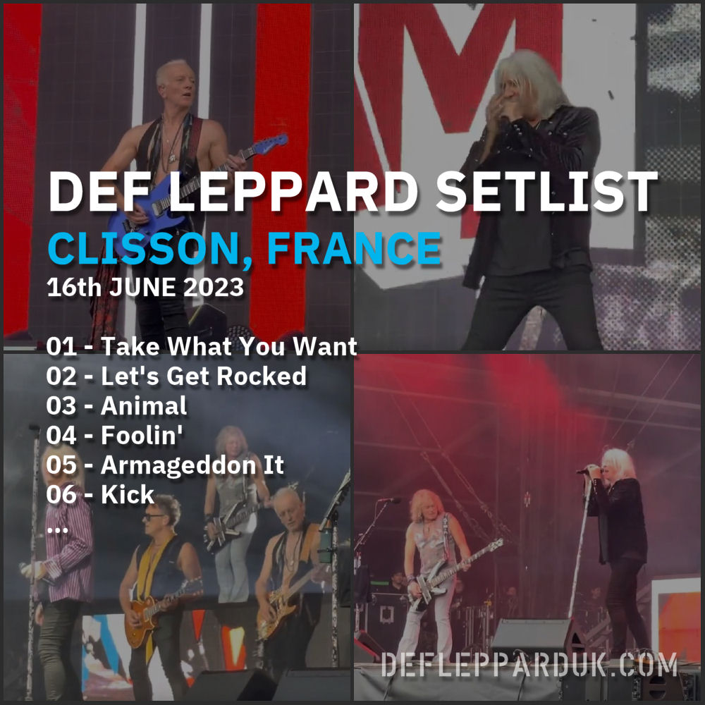 dltourhistory's tweet image. #DefLeppard #Setlist for a show in
#Clisson FRANCE 🇫🇷 on 16th June 2023

01 - Take What You Want
02 - Let's Get Rocked
03 - Animal...

#2023Tour #defleppard2023 #diamondstarhalos #theworldtour #hellfest #defcrue
deflepparduk.com/2023-clisson-s…