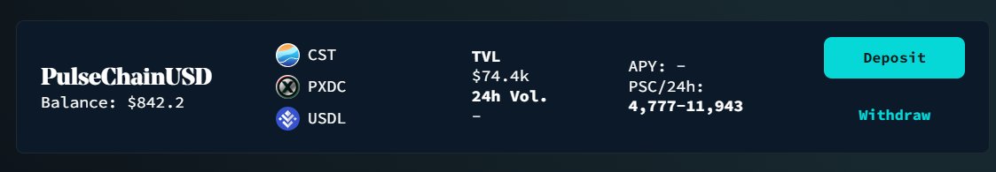 PascalProtocol's tweet image. We have implemented the official stablecoins from @liquidloansio and @POWERCITYio on our testnet! You can now connect to their apps, mint $PXDC and $USDL and add it to our #PulseChain USD pool to earn LP and farm rewards 🚜💎