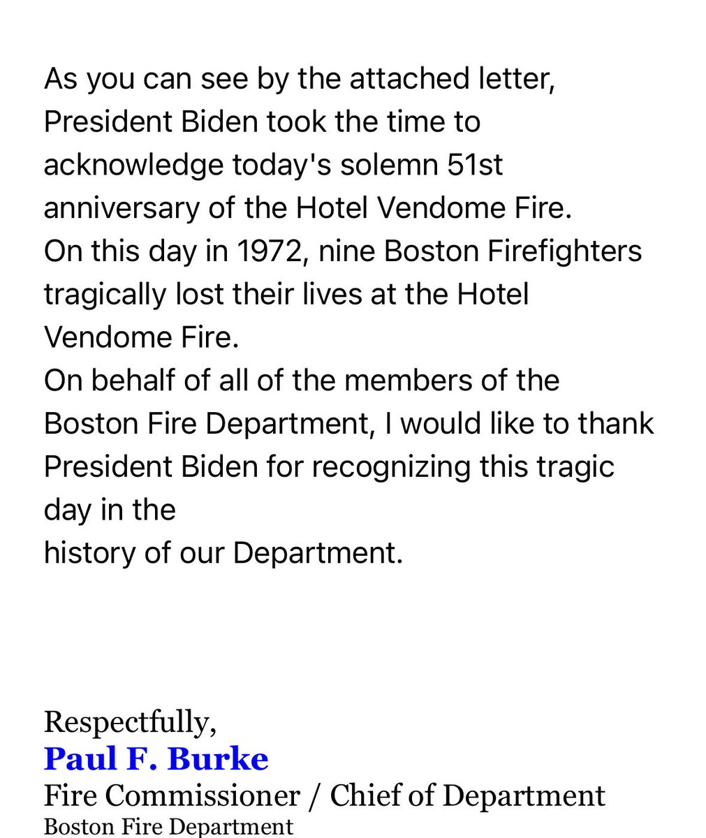 A Special  acknowledgement for the 51st anniversary of the Hotel Vendome  Fire