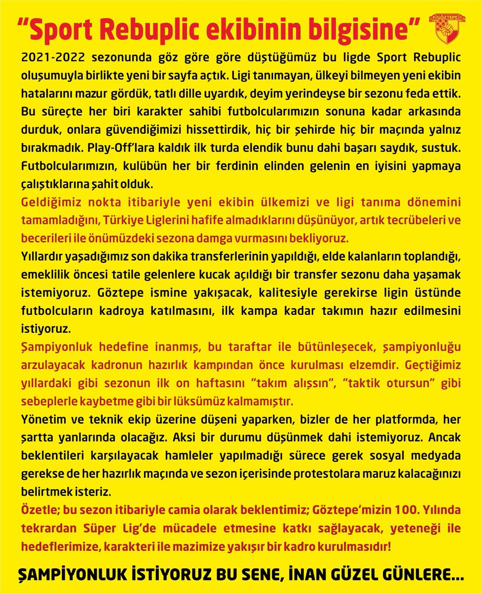Sport Rebuplic ekibinin bilgisine.

#ŞampiyonlukİçinTransfer

<a href="/Goztepe/">Göztepe Spor Kulübü</a> @rasmusankersen

#Göztepe #GöztepeNet
#SportRepublic