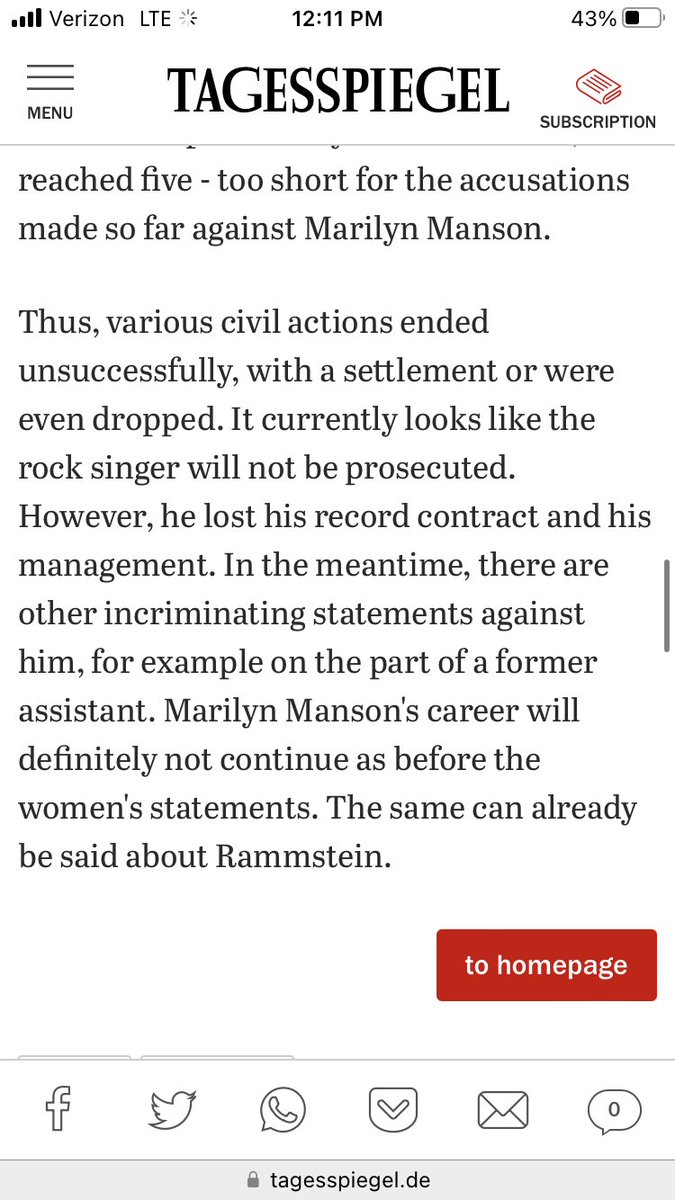 Same German news outlet that’s been pushing the anti-Rammstein stuff is now kicking up old dirt on Marilyn Manson. Yes @Tagesspiegel you’re right there is a connection—both Till Lindemann and Brian Warner have been targeted by lies. #justiceforrammstein #justiceformarilynmanson
