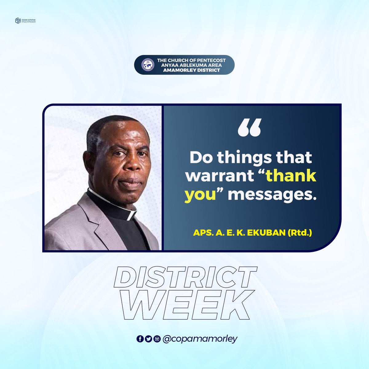 CopamamorleyEst's tweet photo. Some excepts from the Day 3 of the Second District week as we had a ministration from Aps. A. E. K. Ekuban (Rtd.)
Be blessed! β€οΈβΊοΈ
#DistrictWeek
#PossessingTheNations https://t.co/8pSQYWkS4l