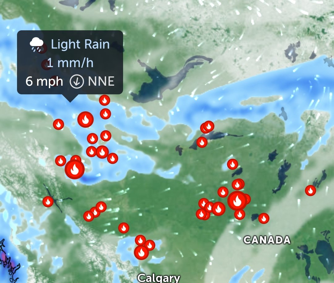 Thankfully lots of rain is still spread across Canada @JustinTrudeau hopefully however it becomes slightly heavier in the places it is needed most to help deal with the #wildfires. May it rain everywhere where the rain is needed on #OurSharedWorld #OurPlanet @UN