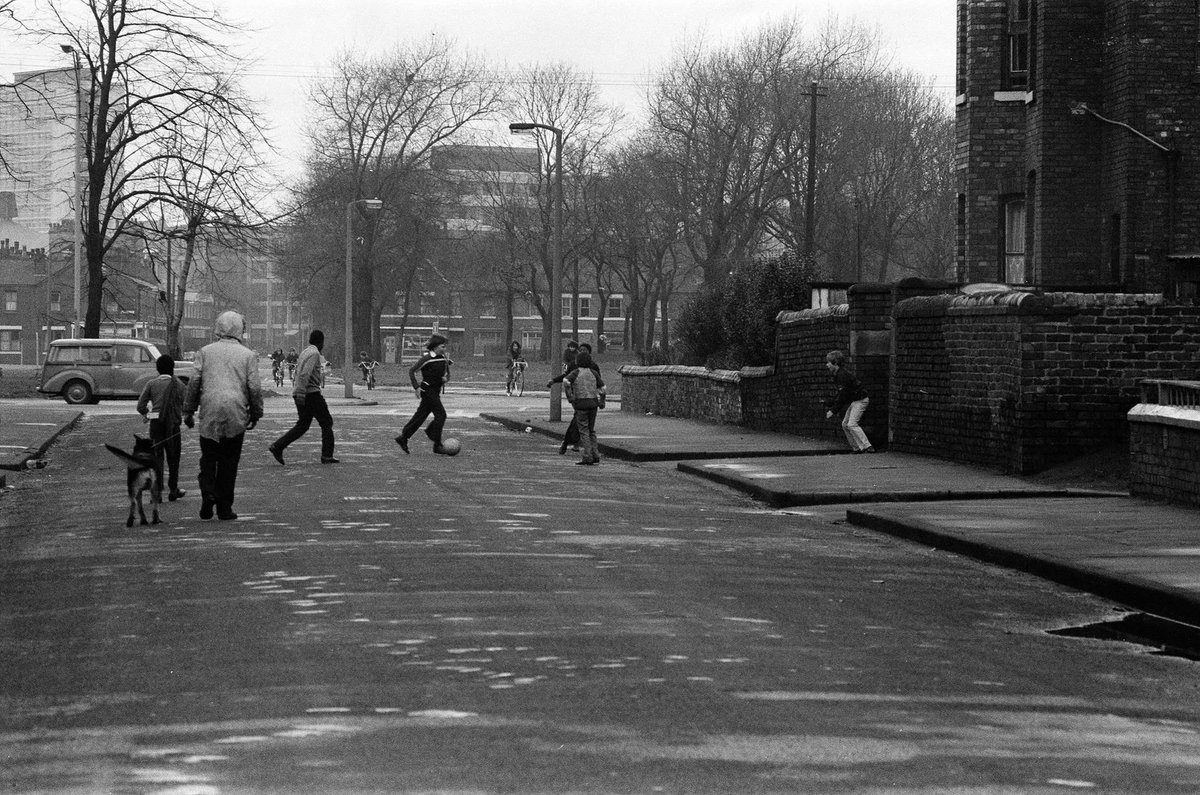Street football in Moss Side, December 1973 #MossSide