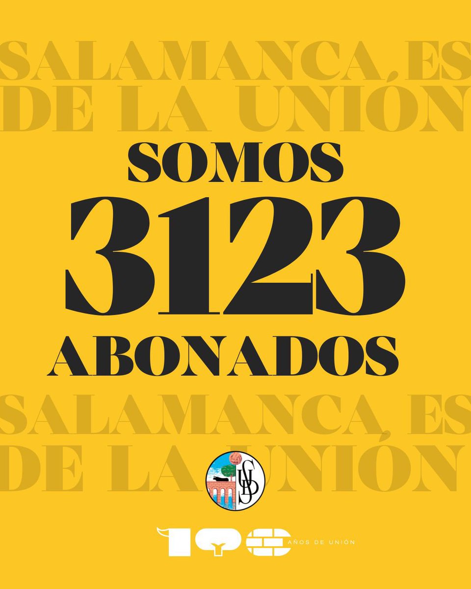 🚨📢💳 ¡SOMOS 3️⃣.1️⃣2️⃣3️⃣ ABONADOS al finalizar la cuarta jornada!

El mejor comienzo de Campaña de Abonados de los últimos años. ¡Y lo que nos queda! Mañana la Boutique descansa, pero continúa la venta ONLINE 👊🏼🤍🖤

🙏🏼 ¡GRACIAS, AFICIÓN! 🙏🏼

#SalamancaEsDeLaUnion