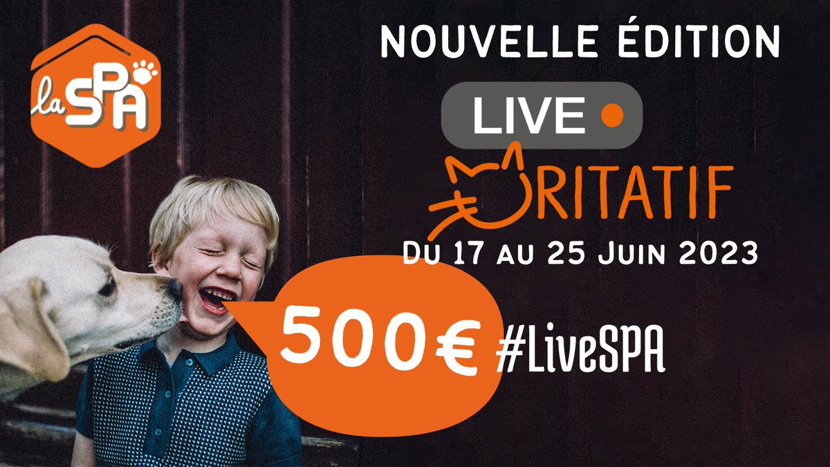 LET'S GO !! 500€ sur la cagnotte globale pour la <a href="/SPA_Officiel/">La SPA France</a> ! 🫶🫶

Retrouvez les streameuses et streameurs du #LiveSPA sur : caritaguilde.org

#twitch #Kick #event #charity #DonnezSoutenezAdoptez