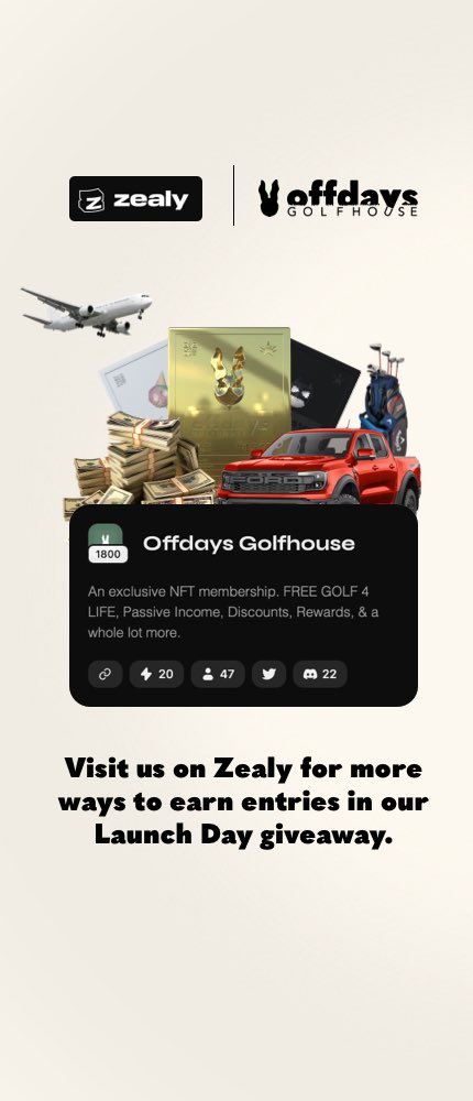 offdaysgolf's tweet photo. More mays to enter with Zealy 

Socials:
@offdaysgolf 

#FreeGolf4Life #OffdaysGolfhouse #Offdays #OffdaysGolf #NFT https://t.co/nGJFNPQj5Q
