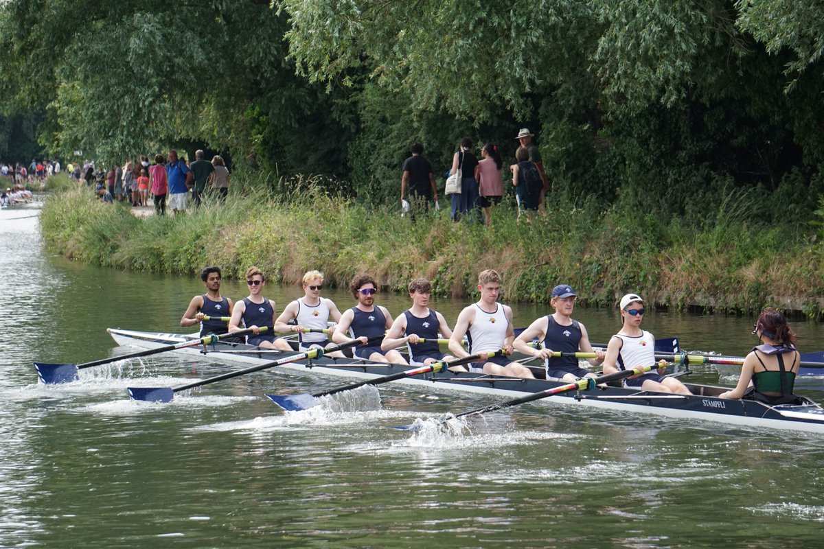 christs_college's tweet photo. Well done to all our crews for a valiant effort in this year's May Bumps!

Alumni, Fellows, and staff had a great day cheering on our rowers from Osier Holt. Yeah Christ's!

#christscollege #christscollegecommunity https://t.co/RuA8ni4oK7