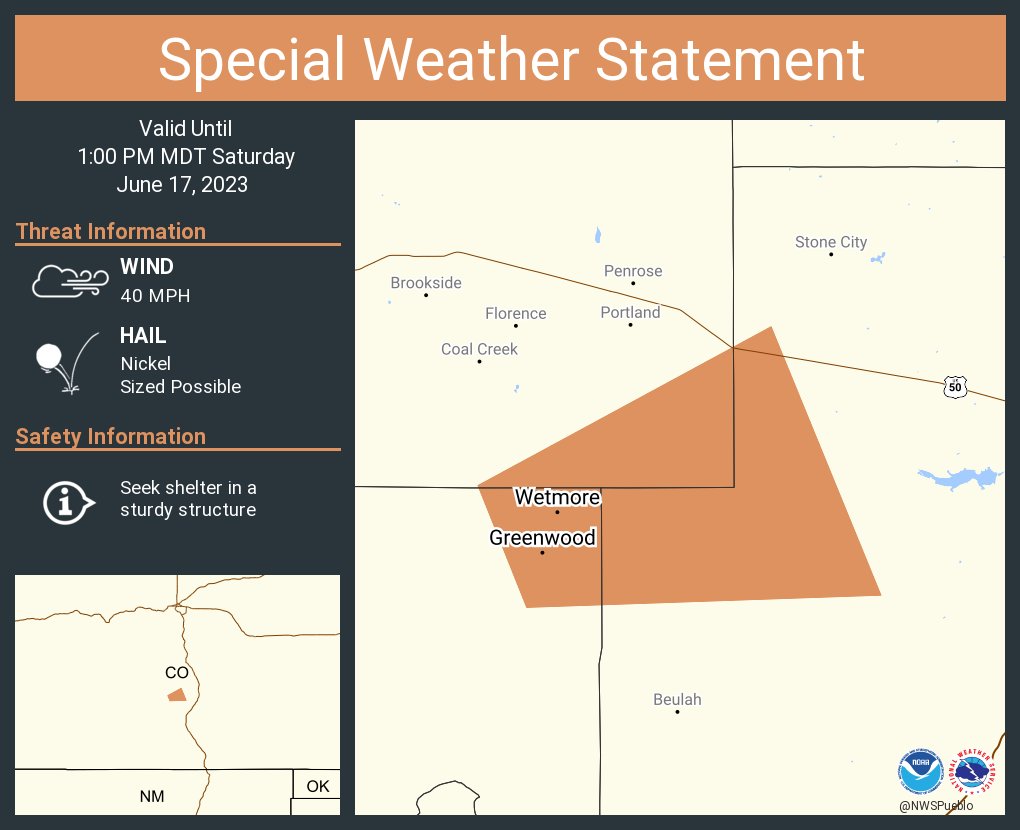 NWS Pueblo on Twitter "A special weather statement has been issued for