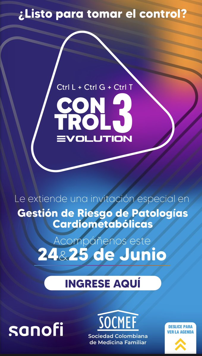 SOCMEF's tweet photo. Hola a todos 🧑🏻‍⚕️👩🏻‍⚕️ Desde el capítulo centro de la Sociedad Colombiana de Medicina Familiar les extendemos esta invitación en Gestión de Riesgo de Patologías Cardiometabolicas este 24&amp;25 de junio de manera virtual 🧑🏻‍💻👩🏻‍💻 Inscríbete a través de este link : https://t.co/cuUFM7u6Sk ☝🏼 https://t.co/BbjrOQx737