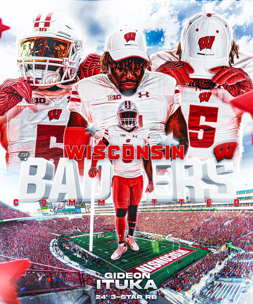 Gideon Ituka announcement that he is committed to the Wisconsin Badgers via Twitter (@GideonItuka25)