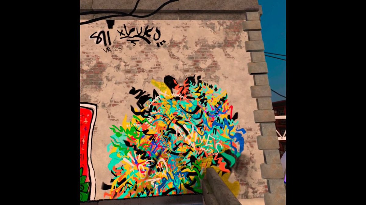 Creating in the metaverse with my bros ! <a href="/YuZapata3SC/">YuZapata I One Love Art DAO</a> <a href="/judasaca_art/">judasaca • BRANDALISM Art Expo</a> 

VR Graffiti in the streets a really mindblowing experience it feel so near to paint in IRL walls 🤯 
It’s really crazy how the tech is going to next level can’t wait to create more and have fun with my art fam