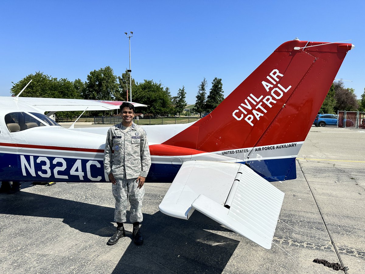CAPGroup2CA's tweet photo. Cadet Col Kavin Ram completed his three re-solos in California. It was a beautiful day in Northern California at Livermore Airport, home of San Francisco Bay Group 2. Congratulations C/Col Ram and thank you to his CFI Capt Keith Breton.#civilairpatrol #cawgcap #cawgcadets https://t.co/dAud6hPFgZ