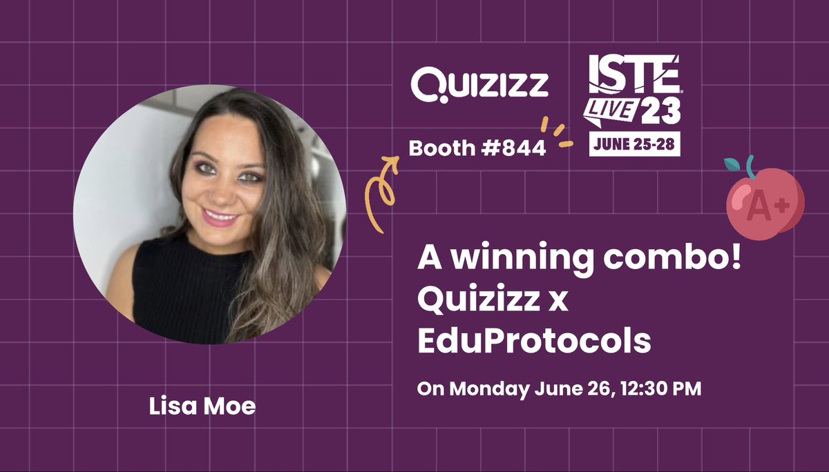 @quizizz + @eduprotocols + @MissMoeTeaches = Party Time at #ISTELive 23! Join me at Booth #844 on Monday, June 26 at 12:30 PM for some #FastandCurious and fun!