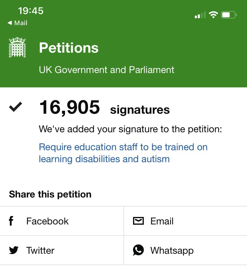 I have signed - will you sign too? Takes 1 minute of your time 

Sign here ✍🏽 👉 petition.parliament.uk/petitions/6390…

Please help <a href="/PaulaMc007/">Paula McGowan OBE</a> get more signatures 
<a href="/tourettesaction/">Tourettes Action</a> @ADHDFoundation <a href="/Autism/">National Autistic Society</a> <a href="/autcareandshare/">Autism care and share</a> <a href="/SendCrisis/">SEND National Crisis</a> <a href="/SEND_Action/">SEND Action</a> <a href="/geniuswithinCIC/">Genius Within</a> <a href="/PCamhs/">Parents Voices in Wales CIC</a> <a href="/WiganPCF/">Parent Carer Forum</a> <a href="/LivPaCL8/">LivPaC</a>