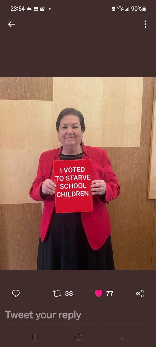 Oh yes she did! 

This woman just received an honour from foreign King Charlie. 

Presumably for continually voting to starve children.

And for her anti Scottish, anti NHS, anti EU stance. 

Pantomime Dame Jackie Baillie.

#YouYesYet
#ScottishIndependence 

#KingsBirthdayHonours