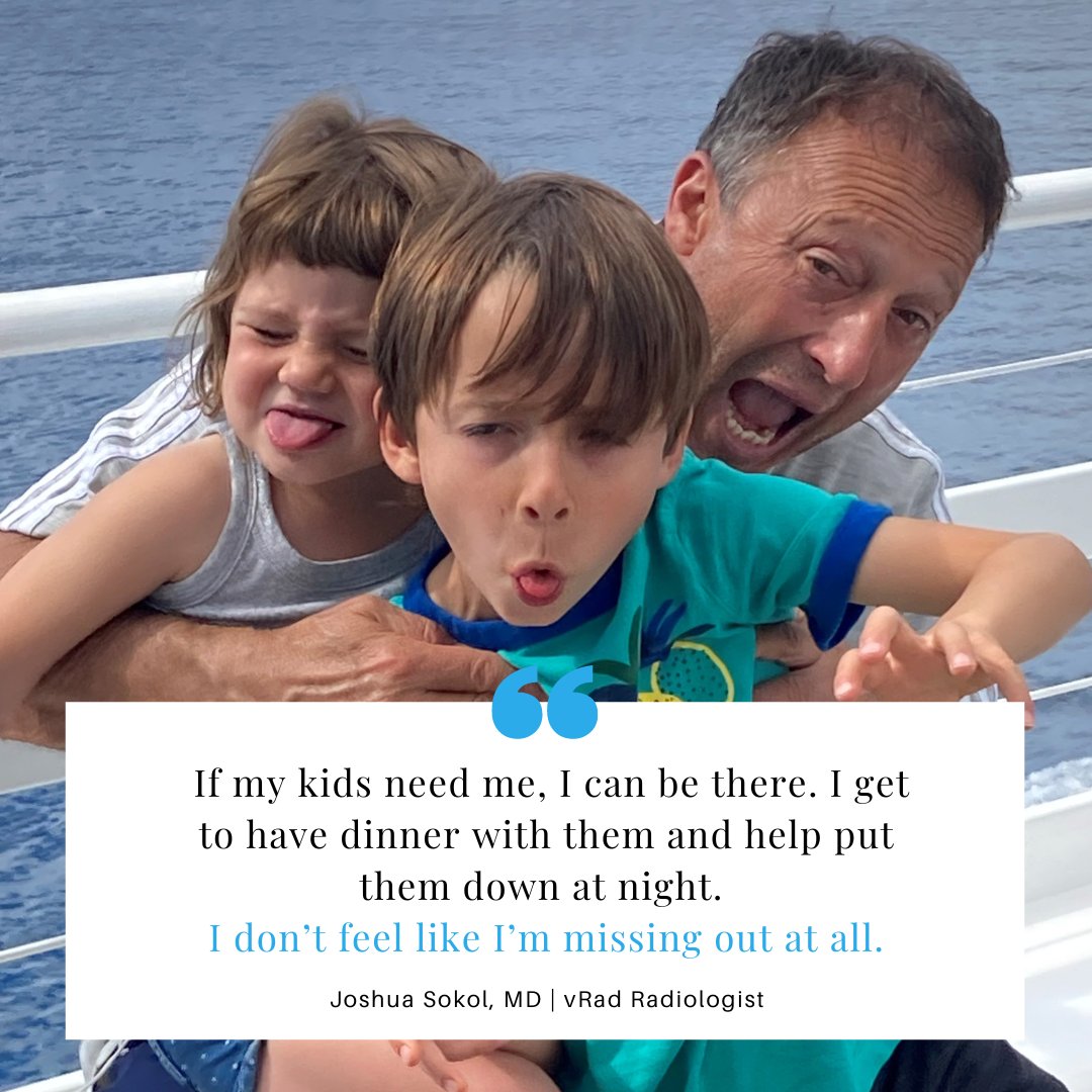 vRad's tweet photo. Flexibility is crucial for parents, like radiologist and father Dr. Joshua Sokol. See how other vRad parents are finding work-life balance: https://t.co/tyrB7uNSzs

#Radiology #Radiologist #Teleradiology #WorkLifeBalance #RemoteReading #RadDad https://t.co/twdNt8fJ6u
