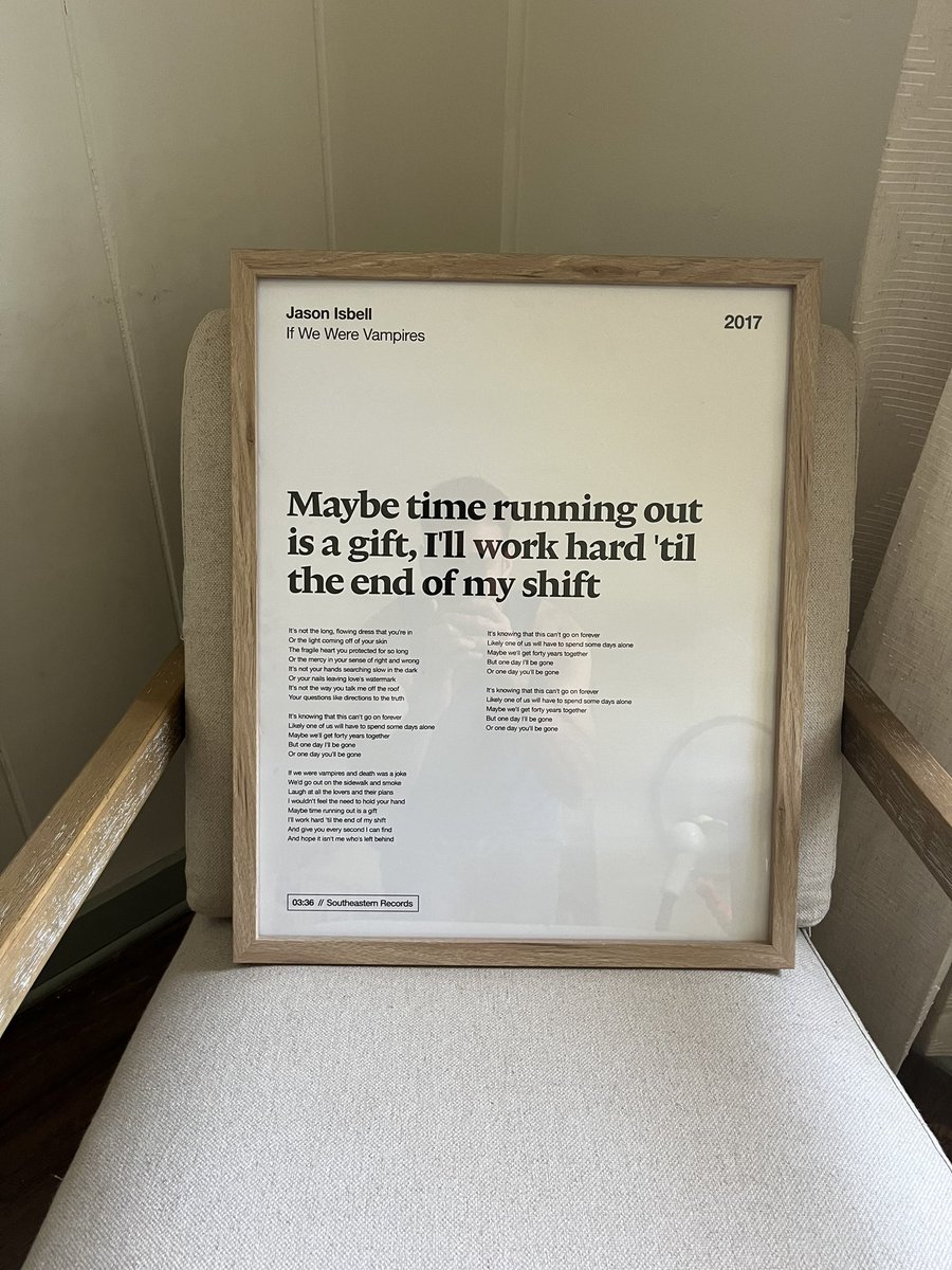 My wife ordered this for me. It’s the perfect love song.  Thank you @JasonIsbell for inspiring through your words.