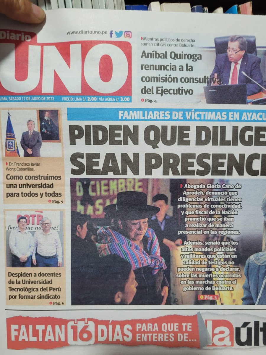 sinprutp's tweet photo. 🟡 #NOTICIA Gracias a @DiarioUnoPeru por la nota de hoy. Sigamos denunciando las injusticias y arbitrariedades cometidas por la Universidad Tecnológica del Perú - UTP contra sus docentes por formar nuestro sindicato. #SINPRUTP #despidoarbitrario #cesearbitrario https://t.co/4X20NYHDag