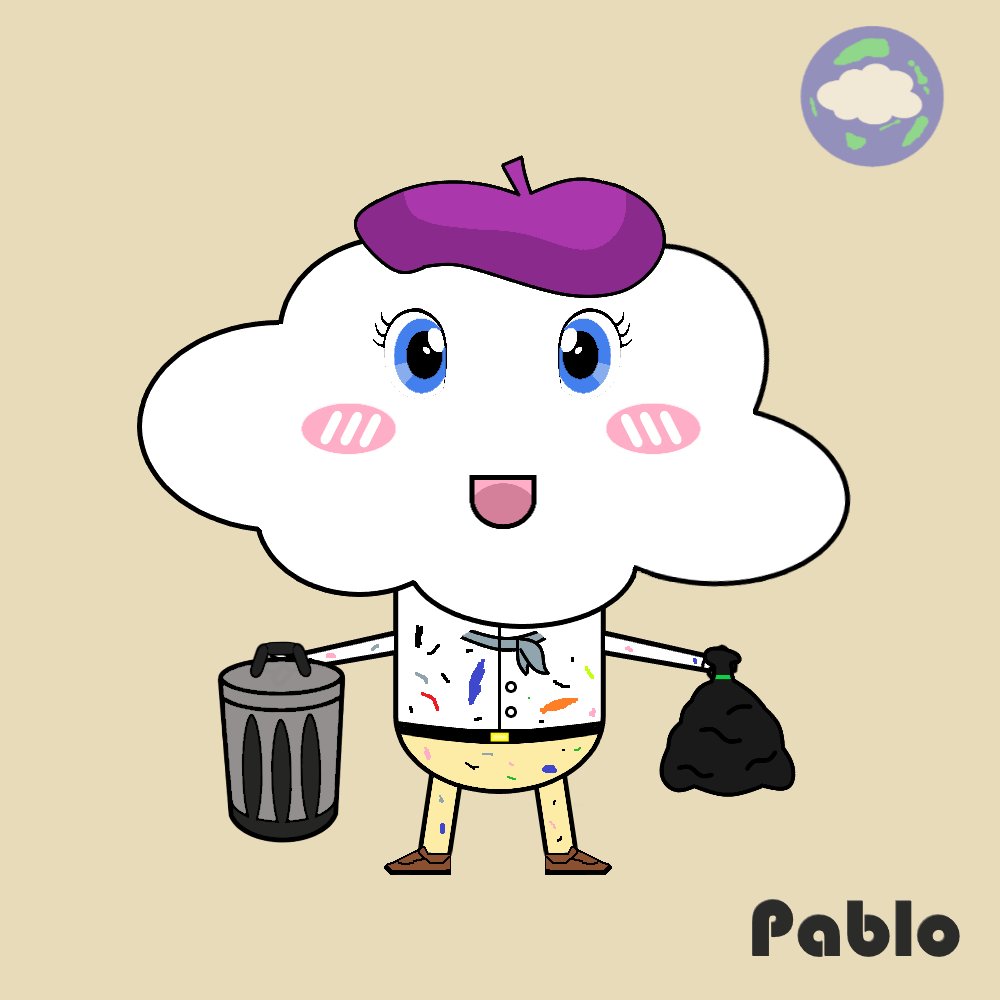 Wow, it's Pablo. he's an artist, he paints amazing pictures. And he throws the garbage in the trash can👍
#NFT #Crypto #community #garbage #world