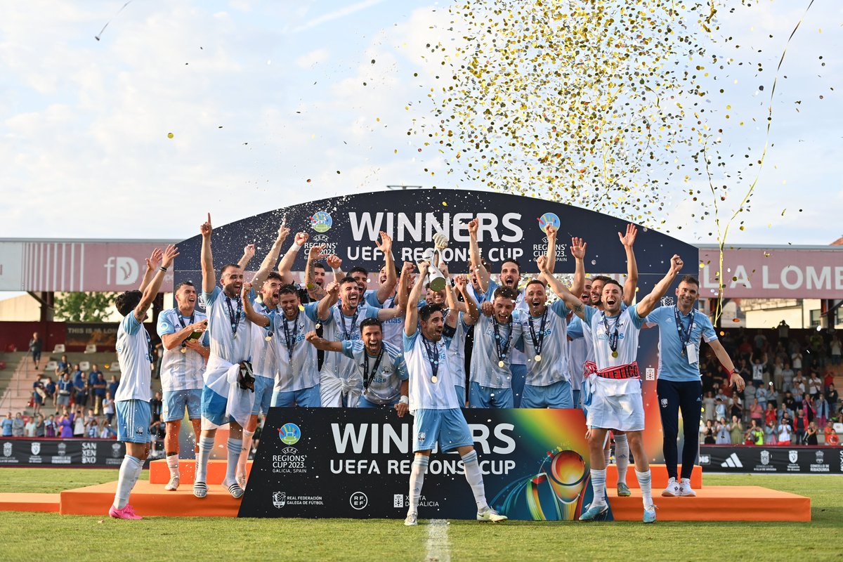 🏆 🎉 Celebration time! 👏 Congratulations to Galicia, the 2023 UEFA Regions' Cup winners! 🇪🇸 Galicia become the sixth hosts to lift the trophy, and Spain's third different winner of this fantastic amateur tournament.