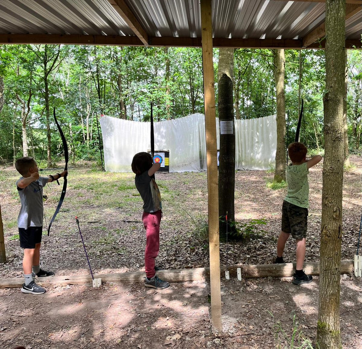 Next up at Cub camp - archery and a blindfold trail. A great time being had by all!