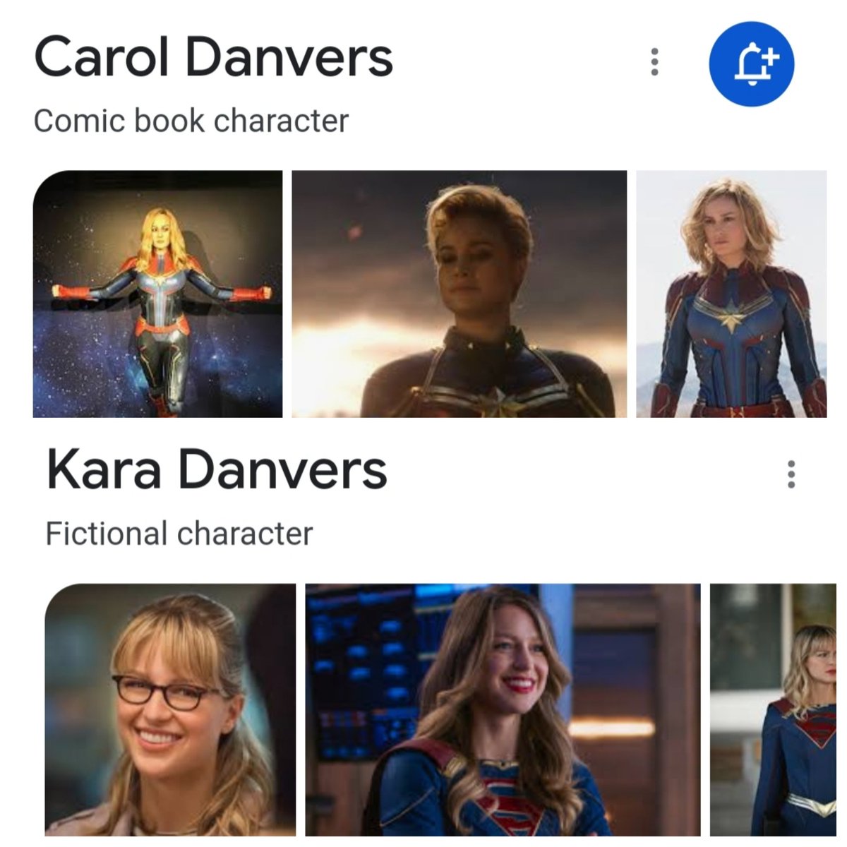 Anyone notice this?... How?! #CaptainMarvel #Supergirl #CarolDanvers #KaraDanvers #Marvel #DC #NameCrime 🤣😂