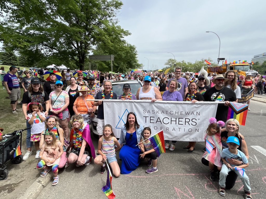 Happy Pride! 🎉

Watch for the STF in today’s Saskatoon Pride Parade! 

We’re celebrating 2SLGBTQIA+ students, teachers and community members. Everyone has a right to feel safe within our schools.
