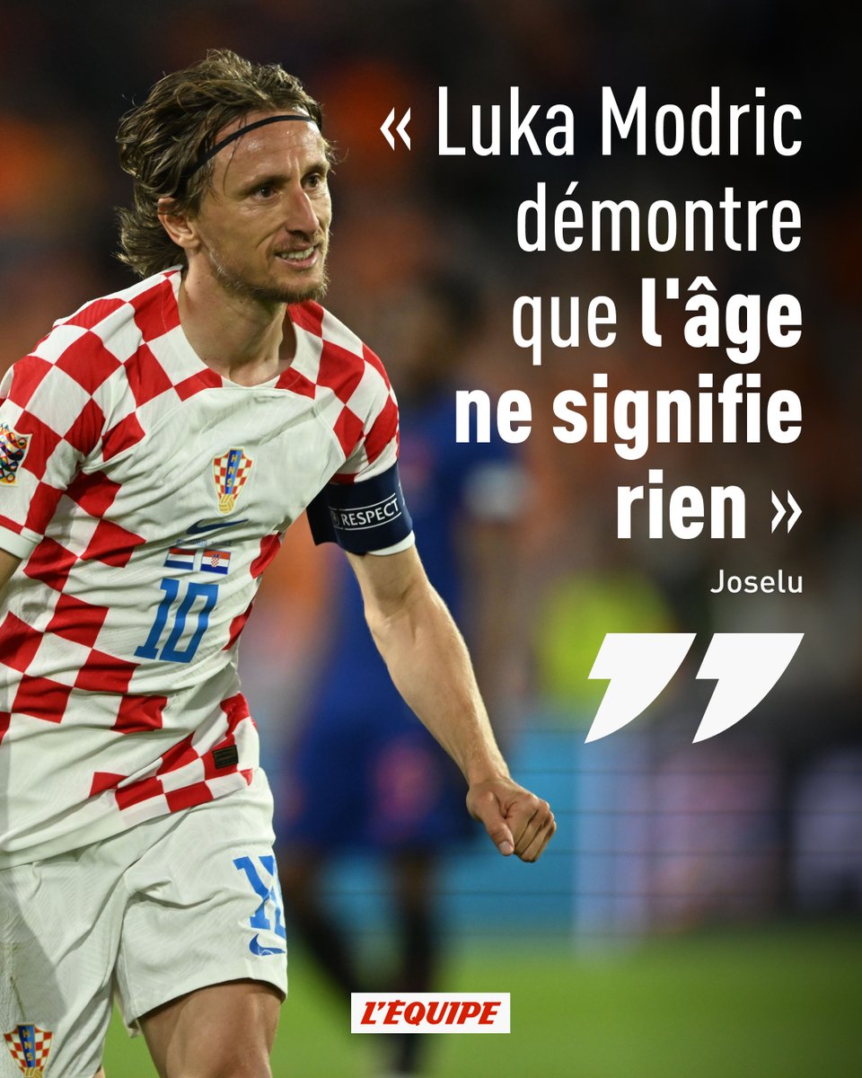 lequipe's tweet photo. Avant d'affronter la Croatie en finale de la Ligue des nations ce dimanche (20h45, en direct sur @lachainelequipe), l'attaquant espagnol Joselu a rendu un bel hommage à son futur adversaire Luka Modric. https://t.co/OfrznFejf7 https://t.co/gwhfN8eZTs