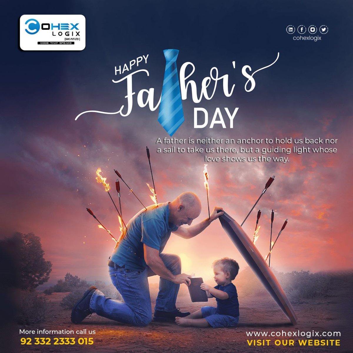 CohexLogix's tweet photo. Let's celebrate Father's Day by spending time with him and by dedicating amazing words😇 “In your arms, I found my shelter, in your wisdom, my true mentor. 
 Happy Father’s Day🤍🩵

#cohexlogix #father #fatherday #18june2023 #fathersday2023 #truementor #respect  #happyfathersday https://t.co/4xqPSAifKz