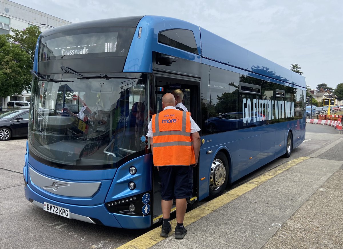 A pleasant ride on the <a href="/Morebusco/">morebus</a> Volvo BZL electric demonstrator this afternoon, great air con keeping the temperature cool too! 🚌