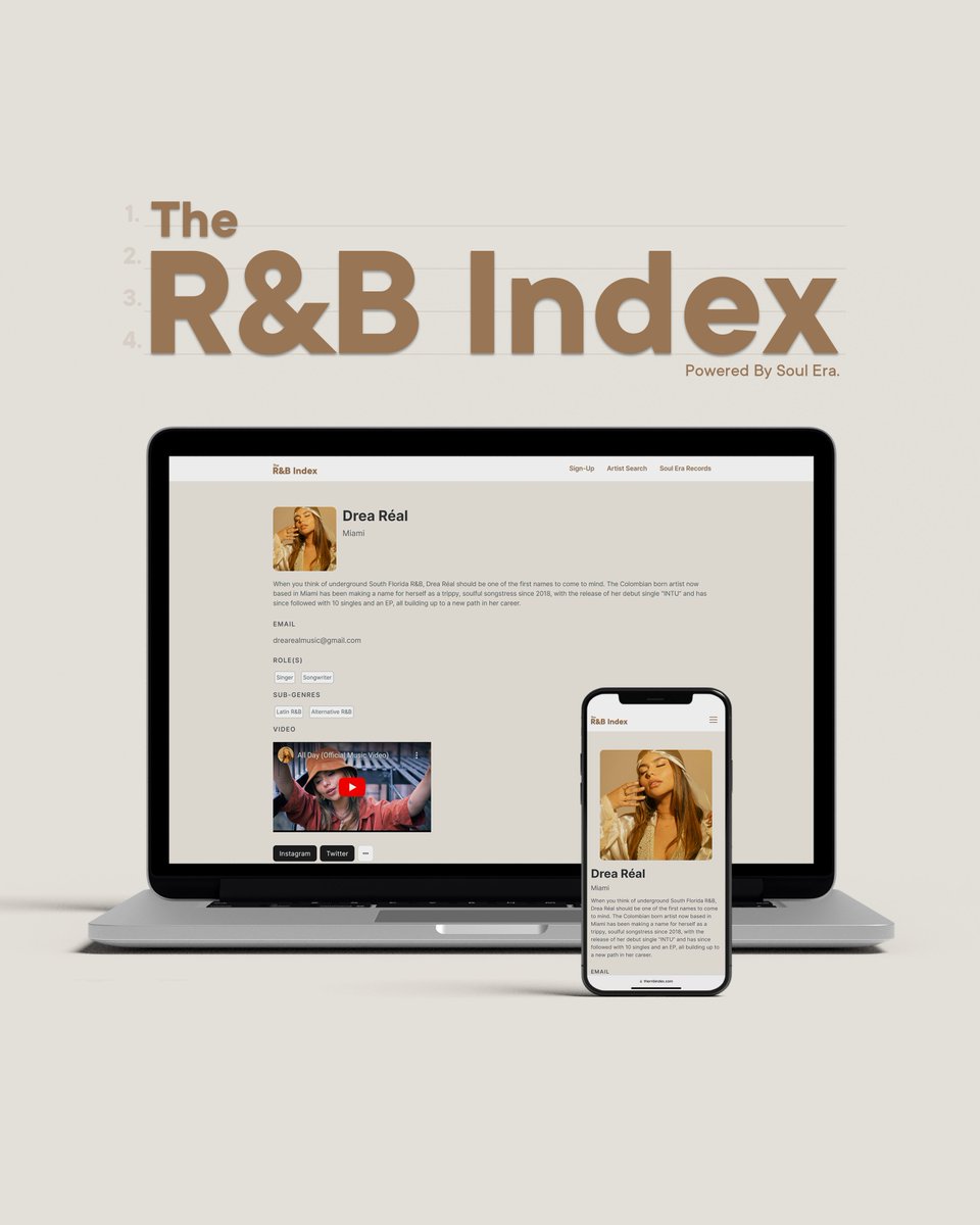 I’ve been working on this for the last 8 months, and I’m excited to be sharing it with y’all! 

A database for R&amp;B artists ONLY, making it easier to discover artists by location, sub-genre, and role!

Going live very soon, but you can sign up here now: thernbindex.com/sign-up