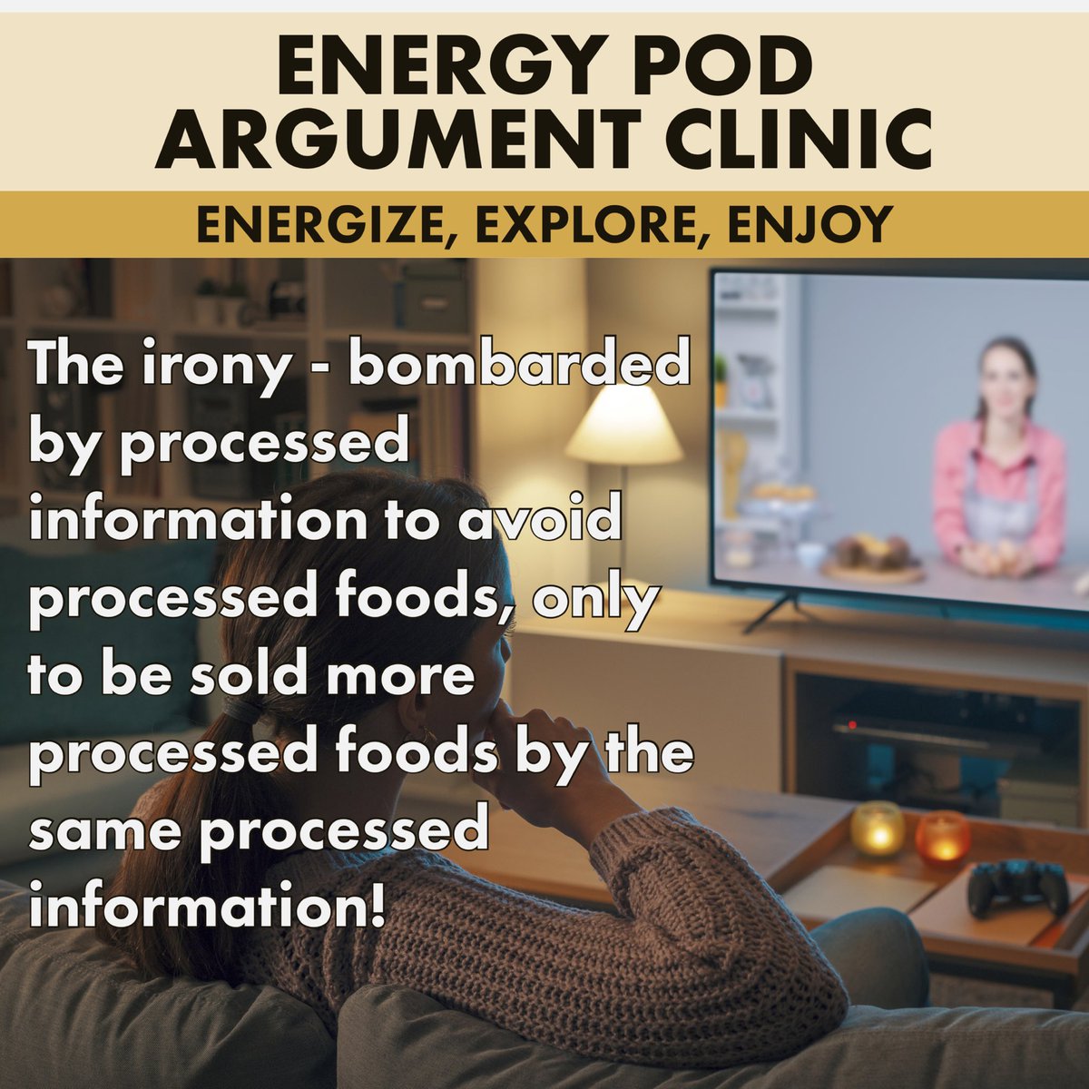 PodArgument's tweet photo. Dodge the ironic juggling act! 🤹‍♂️ Processed information says: ‘Ditch processed foods! But, wait! Here’s my processed food &amp; recipe (more processed info to make processed food!)’ 

Cut the clutter &amp; snag an Energy Pod! 💪

#EnergyPods #EnergizeExploreEnjoy #BetterFood #SaveTime https://t.co/CxRWTqSDEK