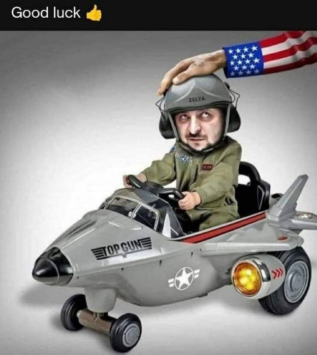 ............... Breaking News From The War Front ......................
Zelinsky The Great Fuhrer is Peddling the lead Fighter Jet to retake Crimea today..
This Is CNN ....................