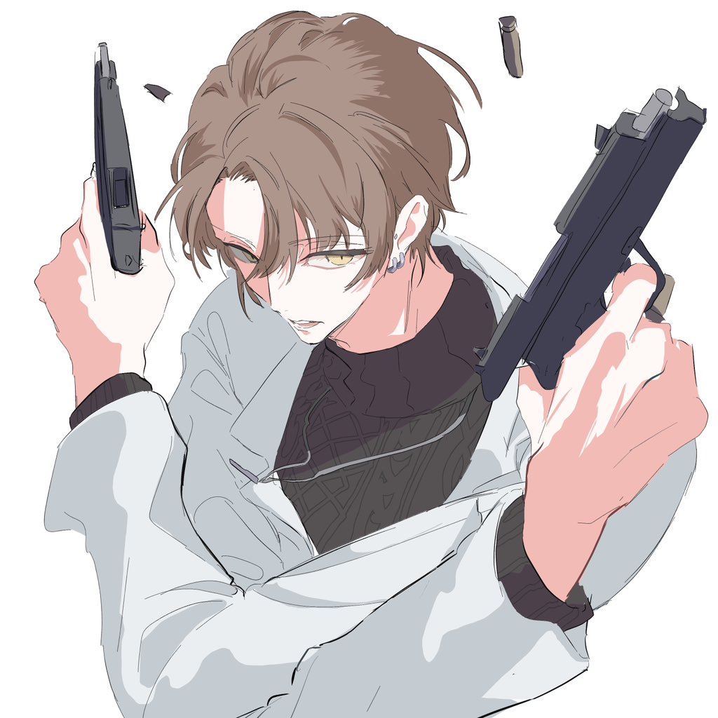 weapon gun holding holding weapon solo brown hair holding gun  illustration images