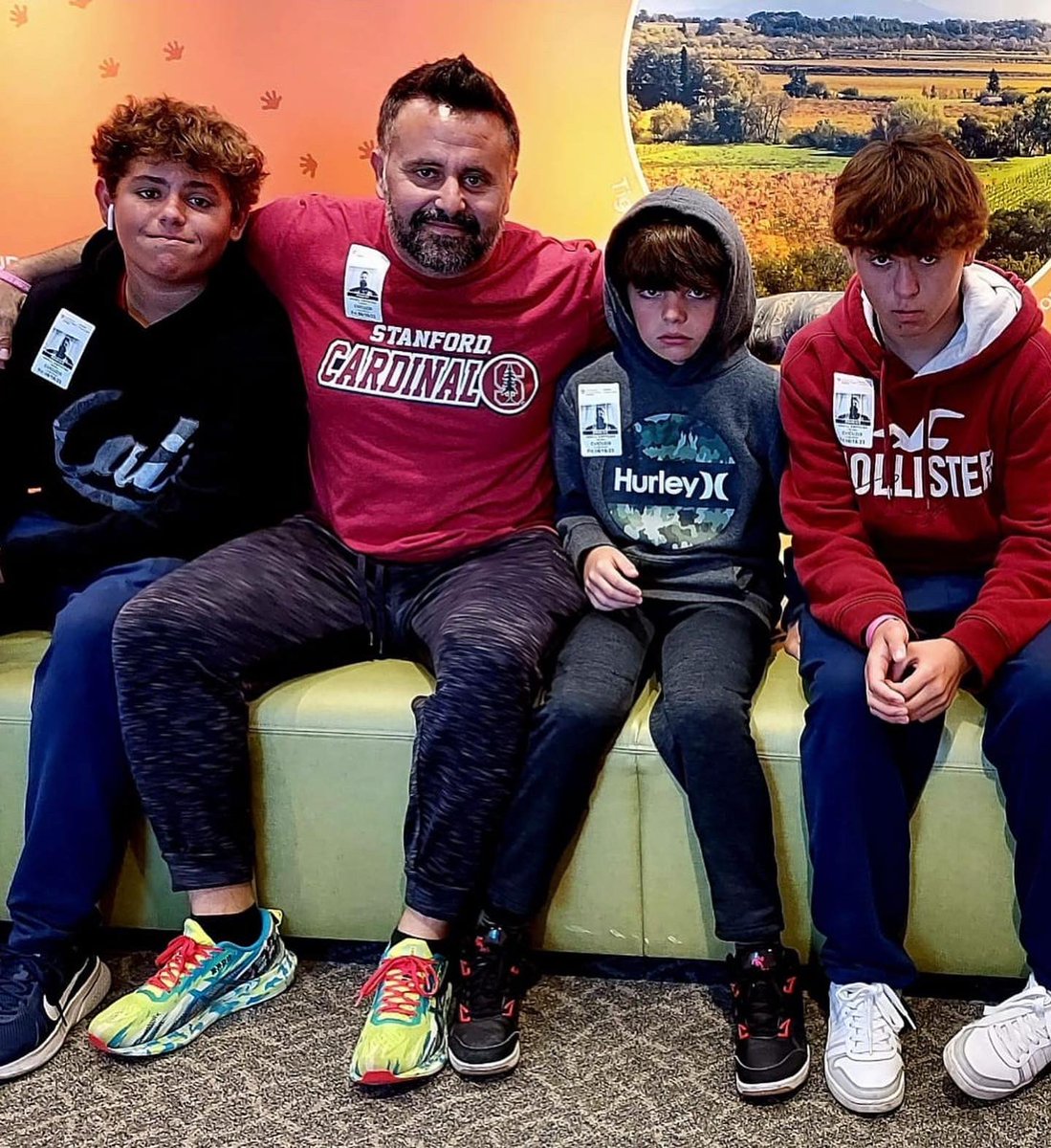 espinosadtribe5's tweet photo. Reunited with my sons after not seeing them for 5 weeks! A much-needed break with my boys from the daily grind @stanfordchildrens while their sister, Demi, rests today! Watching @stanfordbsb beat WF!  #MCWS #PrayForDemi #BiggerThanBaseball #GoStanford #DemisDream https://t.co/zDUyV3rc7v