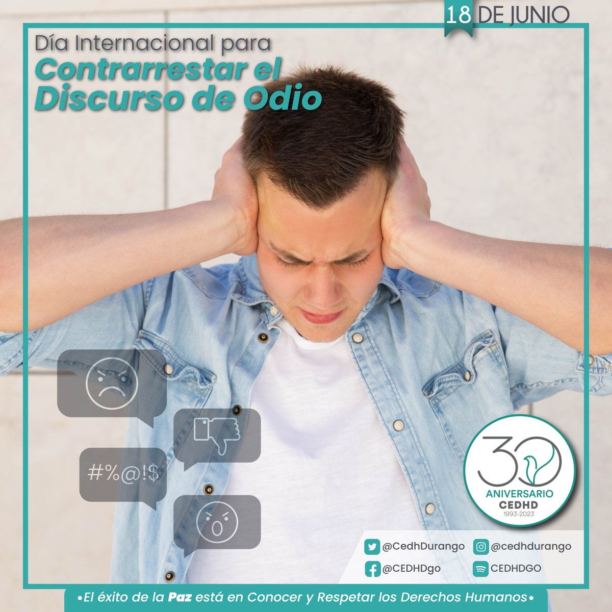 CedhDurango's tweet image. La campaña de las Naciones Unidas #NoAlOdio ofrece ideas sobre cómo aprender y compartir conocimientos sobre cuestiones relacionadas con la lucha contra la incitación al odio.

Fuente: ONU
#SomosCEDHDgo