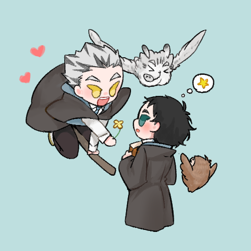 #BokuAka 
點圖的魔法學院PARO！老HP粉畫這張畫得好開心🥰