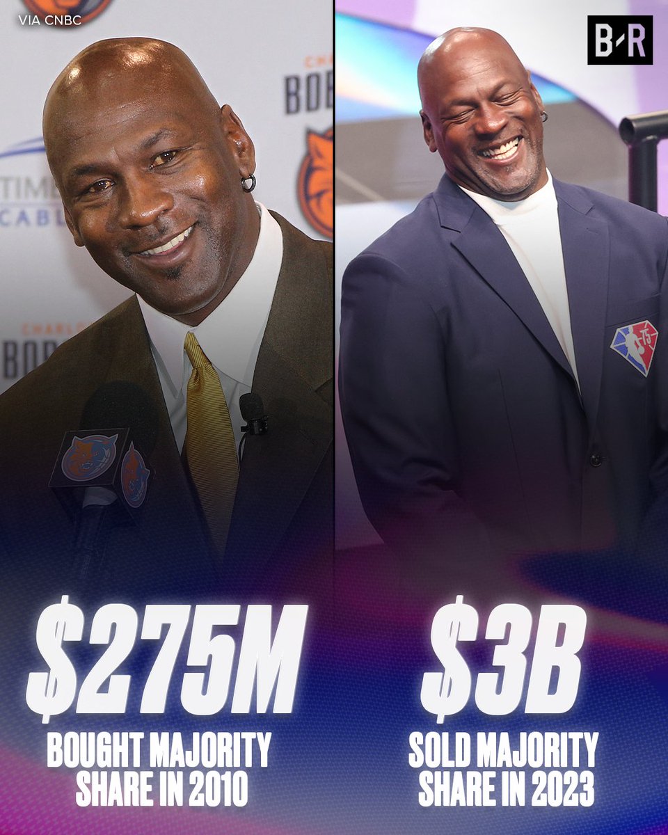 MJ made almost 11x his initial investment after selling his share of the Hornets 🤯

(via @cnbc)