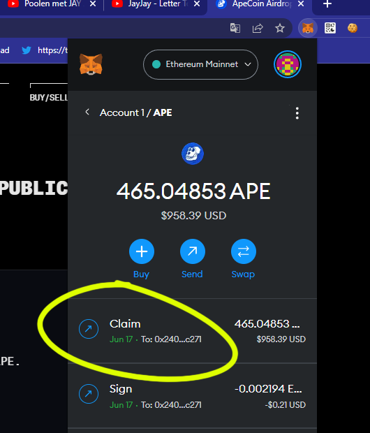 WTF? apecoin their public airdrop is live and look what i just claimed?? 👇 (i hold a mayc tho)

🔗 apecoin.gl/airdrop

$APE #APE ApeCoin #Airdrop #BAYC #MAYC Lido #NFTs #Crypto #USDT $BEN #BEN $PSYOP $LOYAL $PEPE $SHIB #WEB3 #Bitcoin $GALA $MANA $Link $HEX #HEX Optimism