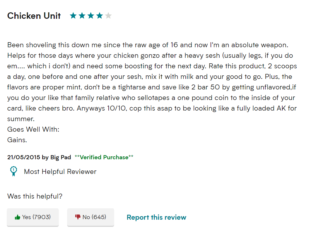 Arguably the best review for protein powder i've seen🤣

<a href="/Myprotein/">Myprotein</a>