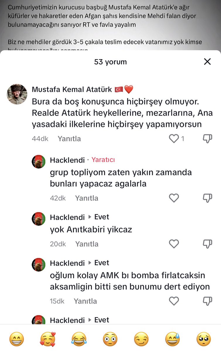 Eslemlark's tweet photo. #Mülteci #Afghan Şu tipleri ülkeye almak kabahat. Bu laflar Erdoğana söylenseydi anında dava açılırdı ama Atatürk’e söyleniyor, yazık. https://t.co/mDDPeTTVQ0