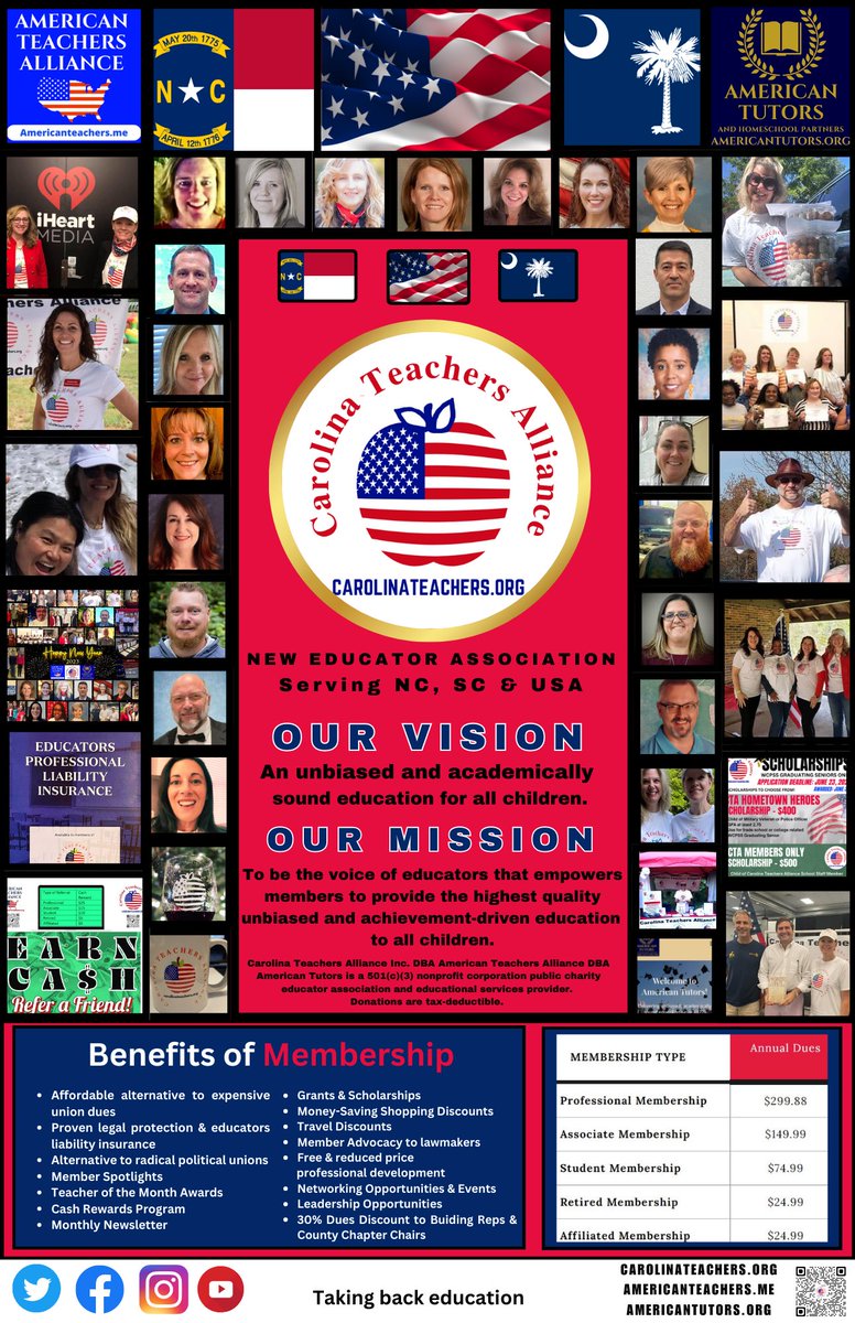 CarolinaTeachrs's tweet image. Now’s a great time to join or donate to help us take back education! Carolinateachers.org
#nced #sced #USA #Education #americanteachers #TeachersOfTwitter