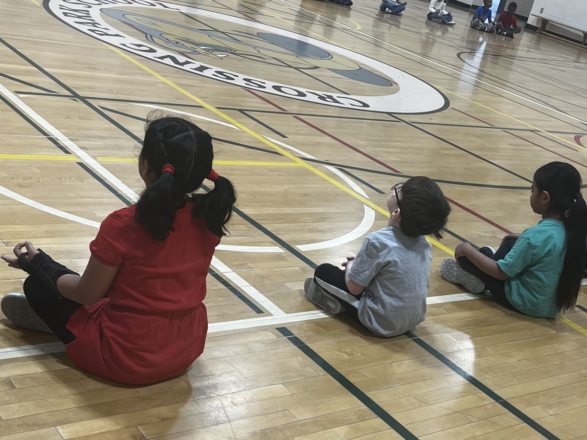 When the grade 1’s sit still for yoga 🧘 My heart is full! #physed #yoga