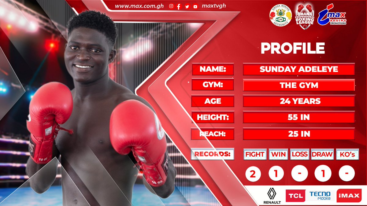 maxtvgh's tweet photo. #GPBL |    

Sunday Adeleye lost his bout against Sulley Mohammed in the lightweight contest.

#MaxTV #MaxFM #MaximumFM #MaxOnline #SportsPack #MaxSports #FIGHTNIGHT6 https://t.co/1BdIgHEupq