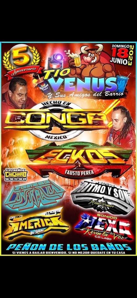 Y mañana el honor nuevamente de tocar en la colonia Peñón de los Baños con el líder Pedro Perea La Conga y Fausto Sonido Eckos , inicia 12 del día .