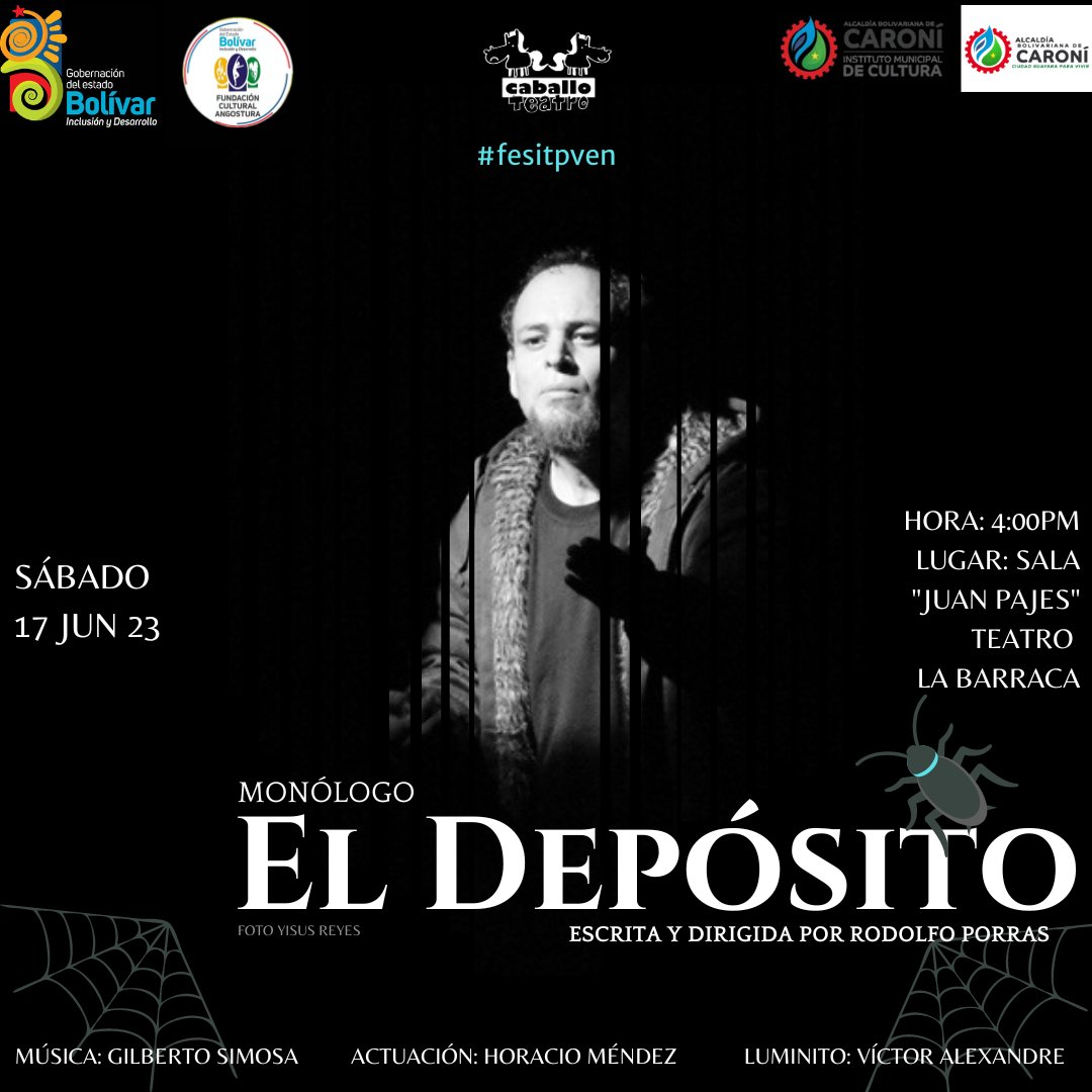 A esta hora ... "El Depósito" se está presentando en el Estado Bolívar... 
#Gracias por este honor. 

Lugar: Teatro La Barraca del Municipio Caroní

Desde Caracas con #amore 
Hoy #Sabado de Luna Nueva 
hacemos 
#loquenosvuelvelocos
Venezolanos
#FITP2023 
#QueSeaHumanaLaHumanidad